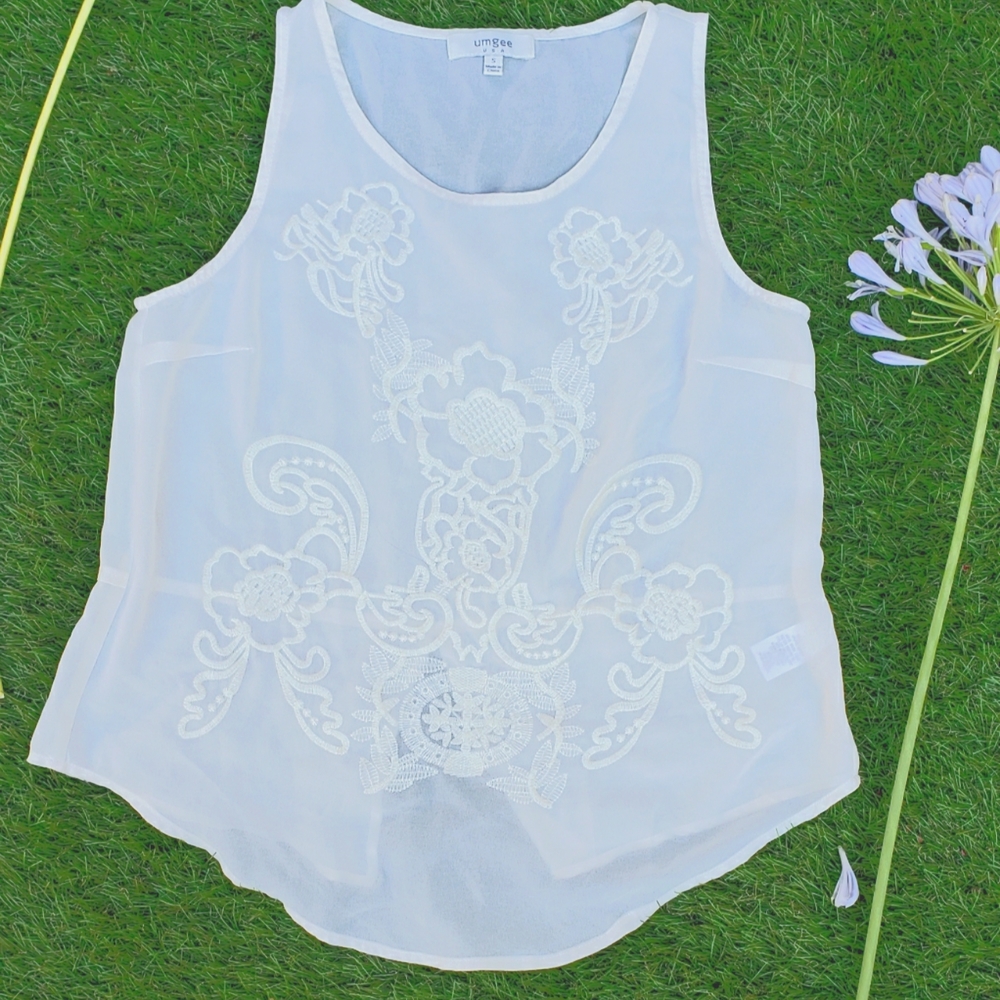 Cream embroidered top